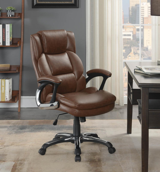 Nerris Adjustable Height Office Chair with Padded Arm Brown and Black - Tony’s Furniture Store & Linen (GA) - Multi Location