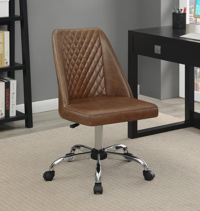 Althea Upholstered Tufted Back Office Chair Brown and Chrome - Tony’s Furniture Store & Linen (GA) - Multi Location