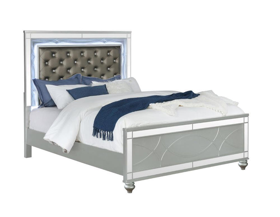 Gunnison Eastern King Panel Bed with LED Lighting Silver Metallic - Tony’s Furniture Store & Linen (GA) - Multi Location