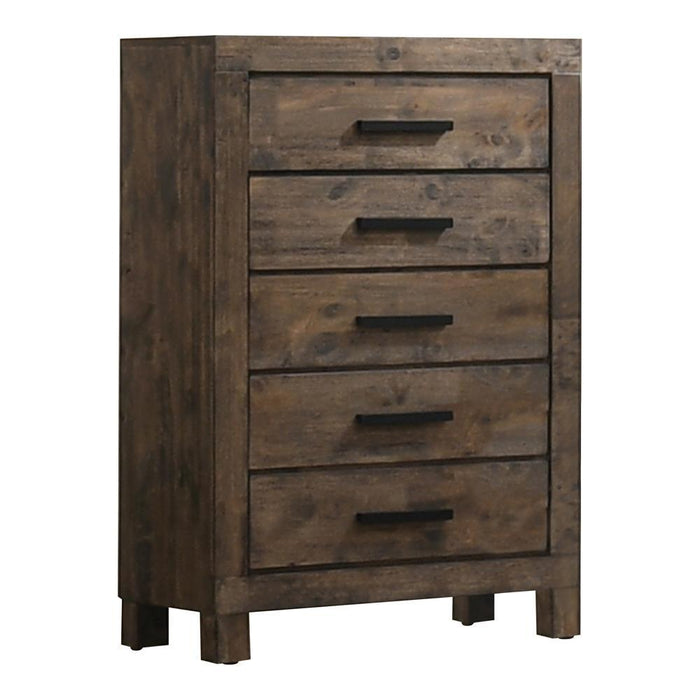 Woodmont 5-drawer Chest Rustic Golden Brown - Tony’s Furniture Store & Linen (GA) - Multi Location