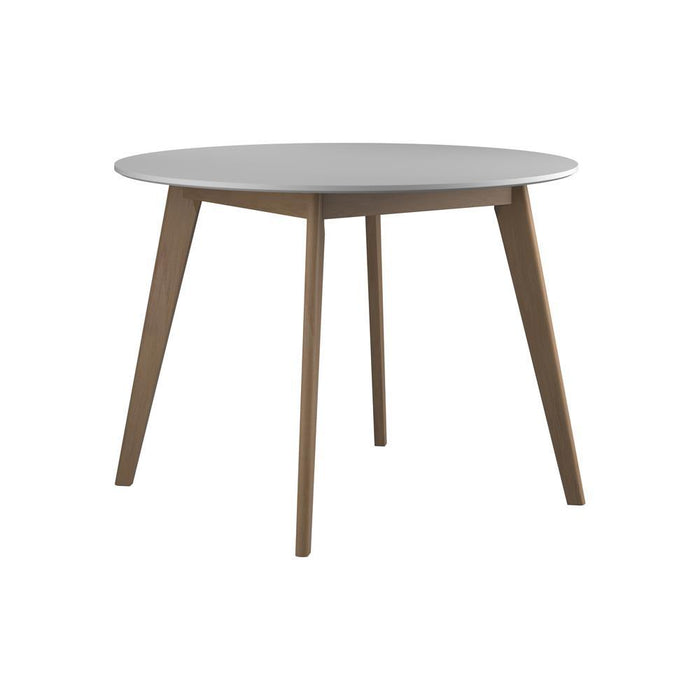 Breckenridge Round Dining Table Matte White and Natural Oak - Tony’s Furniture Store & Linen (GA) - Multi Location