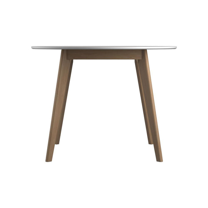 Breckenridge Round Dining Table Matte White and Natural Oak - Tony’s Furniture Store & Linen (GA) - Multi Location