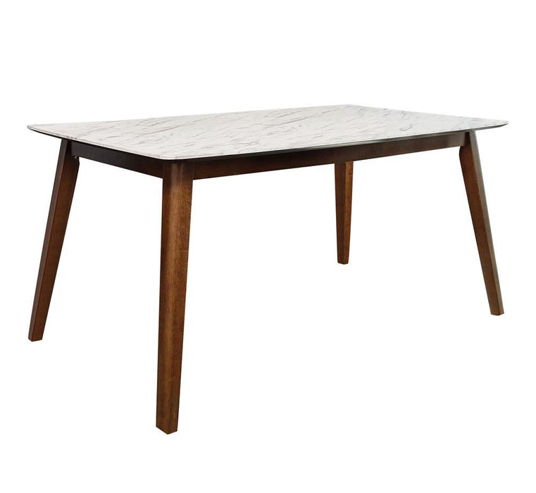 Everett Faux Marble Top Dining Table Natural Walnut and White - Tony’s Furniture Store & Linen (GA) - Multi Location