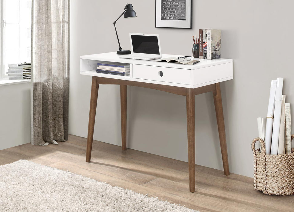 Bradenton 1-drawer Writing Desk White and Walnut - Tony’s Furniture Store & Linen (GA) - Multi Location