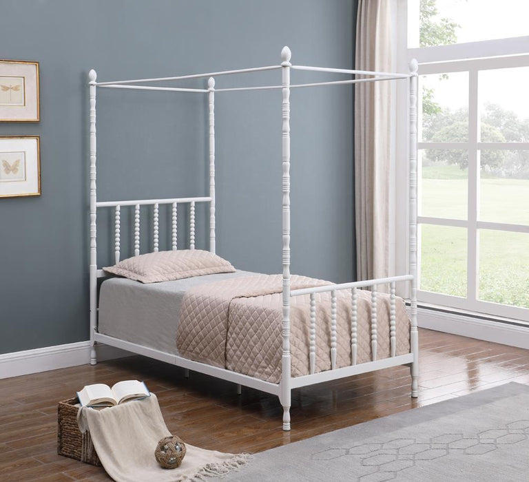 Betony Twin Canopy Bed White - Tony’s Furniture Store & Linen (GA) - Multi Location
