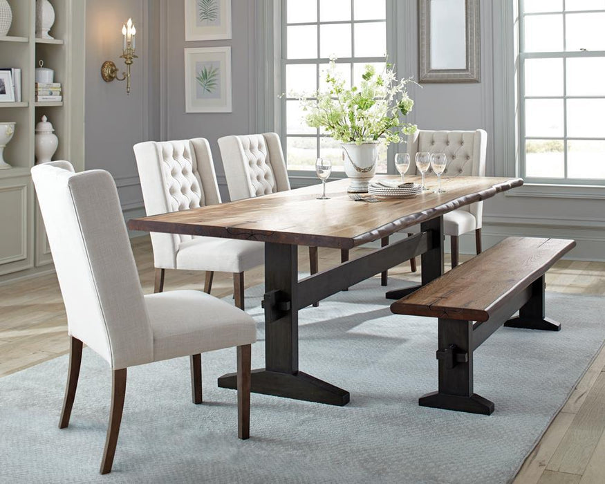 Bexley Live Edge Trestle Dining Table Natural Honey and Espresso - Tony’s Furniture Store & Linen (GA) - Multi Location