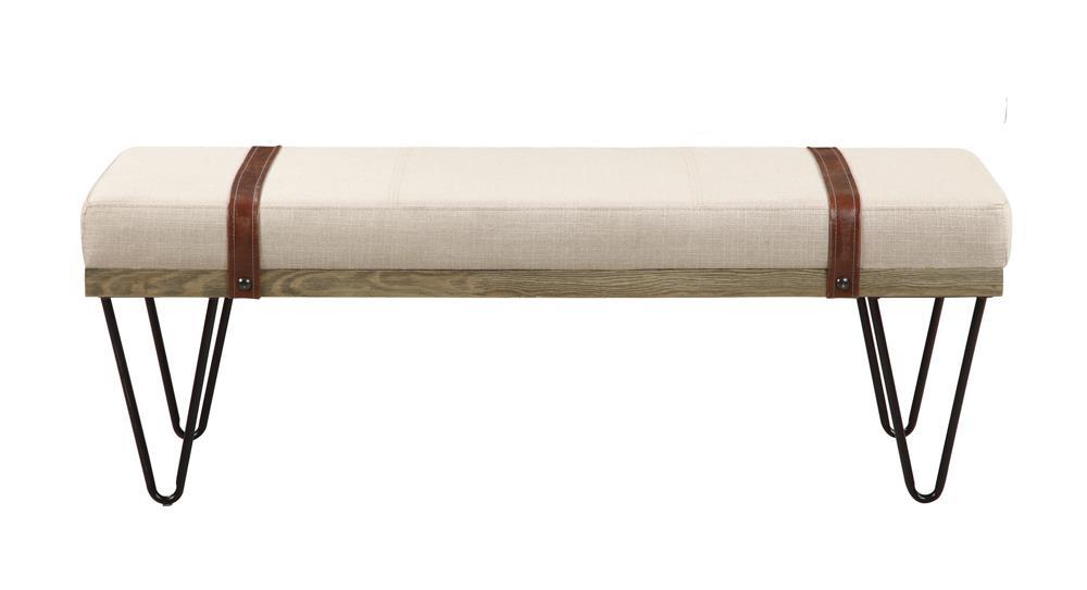 Austin Upholstered Bench Beige and Black - Tony’s Furniture Store & Linen (GA) - Multi Location
