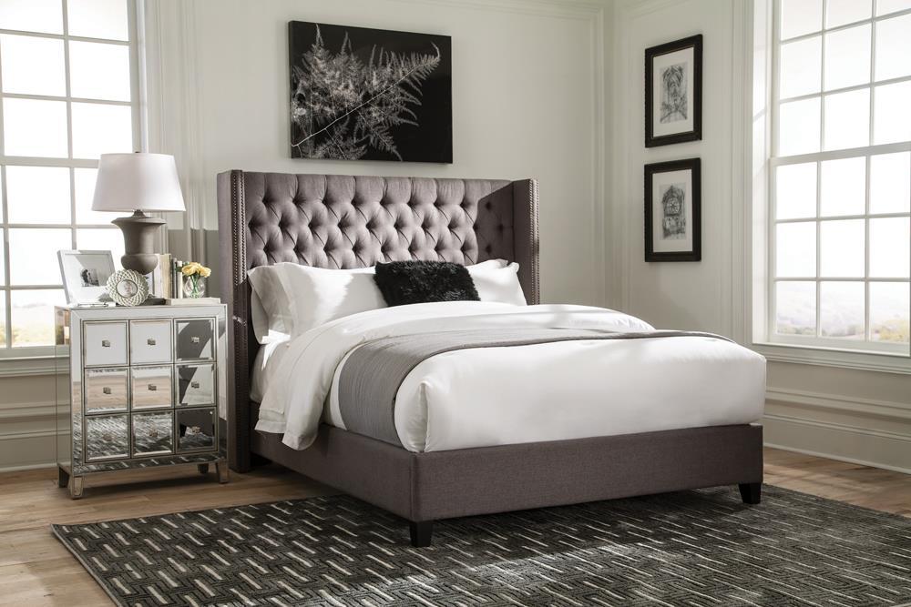 Bancroft Demi-wing Upholstered Queen Bed Grey - Tony’s Furniture Store & Linen (GA) - Multi Location