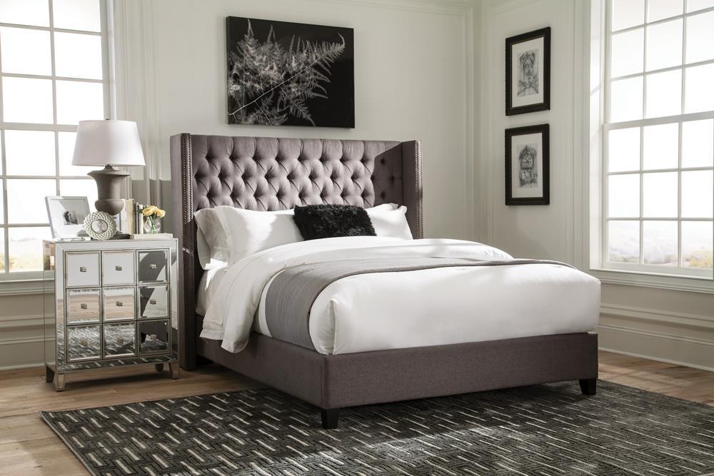 Bancroft Demi-wing Upholstered Eastern King Bed Grey - Tony’s Furniture Store & Linen (GA) - Multi Location