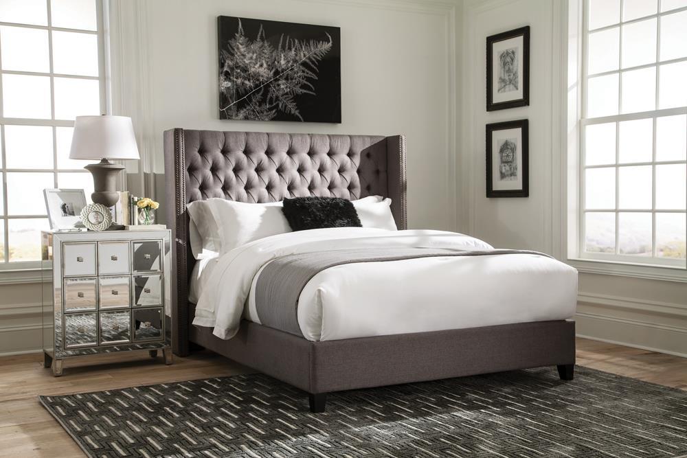 Bancroft Demi-wing Upholstered California King Bed Grey - Tony’s Furniture Store & Linen (GA) - Multi Location