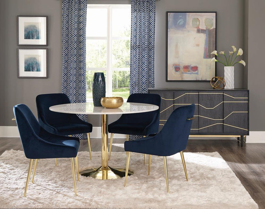 Kella Round Marble Top Dining Table White and Gold - Tony’s Furniture Store & Linen (GA) - Multi Location