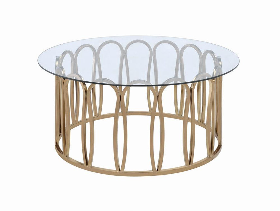Monett Round Coffee Table Chocolate Chrome and Clear - Tony’s Furniture Store & Linen (GA) - Multi Location
