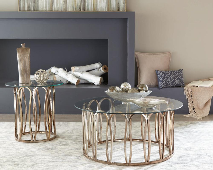 Monett Round Coffee Table Chocolate Chrome and Clear - Tony’s Furniture Store & Linen (GA) - Multi Location