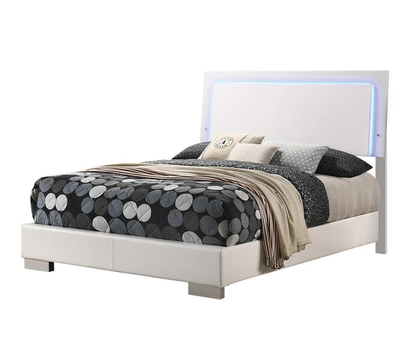 Felicity Full Panel Bed with LED Lighting Glossy White - Tony’s Furniture Store & Linen (GA) - Multi Location