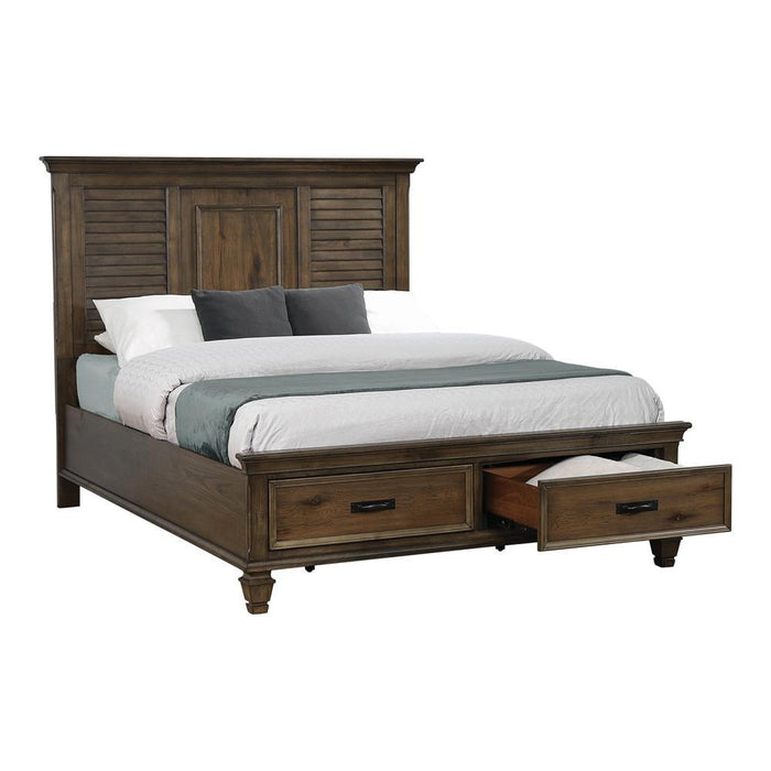 Franco Eastern King Storage Bed Burnished Oak - Tony’s Furniture Store & Linen (GA) - Multi Location