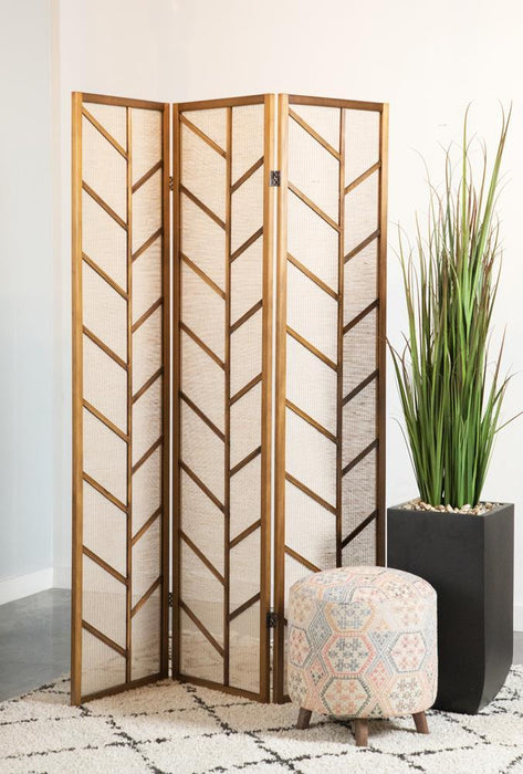 Mila Foldable 3-panel Screen Walnut and Linen - Tony’s Furniture Store & Linen (GA) - Multi Location