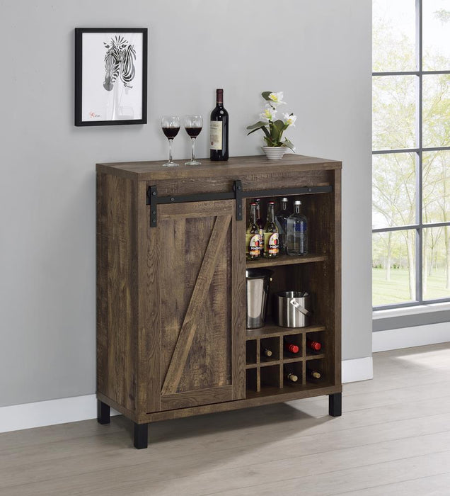 Arlington Bar Cabinet with Sliding Door Rustic Oak - Tony’s Furniture Store & Linen (GA) - Multi Location