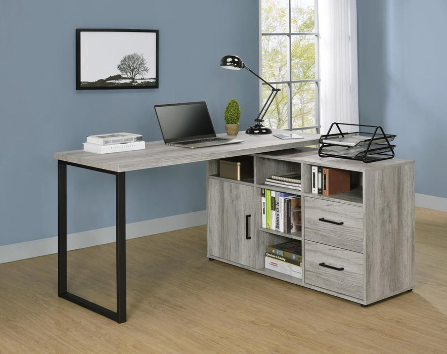 Hertford L-shape Office Desk with Storage Grey Driftwood - Tony’s Furniture Store & Linen (GA) - Multi Location
