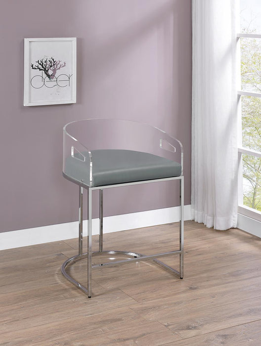 Thermosolis Acrylic Back Counter Height Stools Grey and Chrome (Set of 2) - Tony’s Furniture Store & Linen (GA) - Multi Location