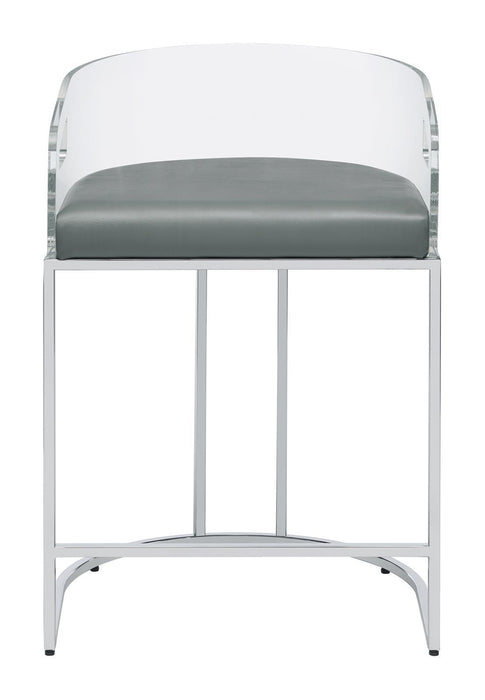 Thermosolis Acrylic Back Counter Height Stools Grey and Chrome (Set of 2) - Tony’s Furniture Store & Linen (GA) - Multi Location