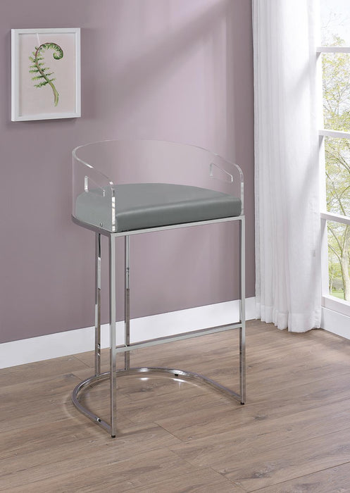 Thermosolis Acrylic Back Bar Stools Grey and Chrome (Set of 2) - Tony’s Furniture Store & Linen (GA) - Multi Location