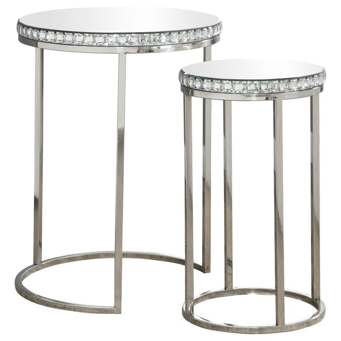 Addison 2-piece Round Nesting Table Silver - Tony’s Furniture Store & Linen (GA) - Multi Location