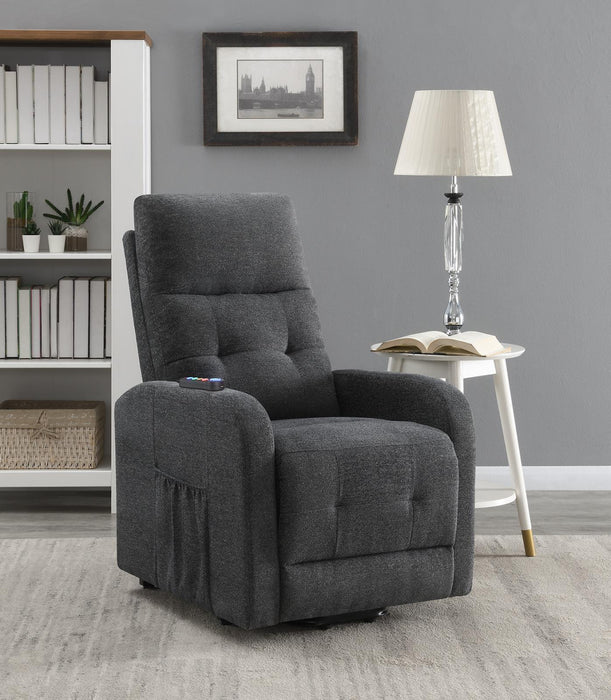 Howie Tufted Upholstered Power Lift Recliner Charcoal - Tony’s Furniture Store & Linen (GA) - Multi Location