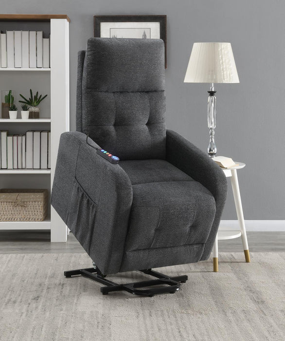 Howie Tufted Upholstered Power Lift Recliner Charcoal - Tony’s Furniture Store & Linen (GA) - Multi Location