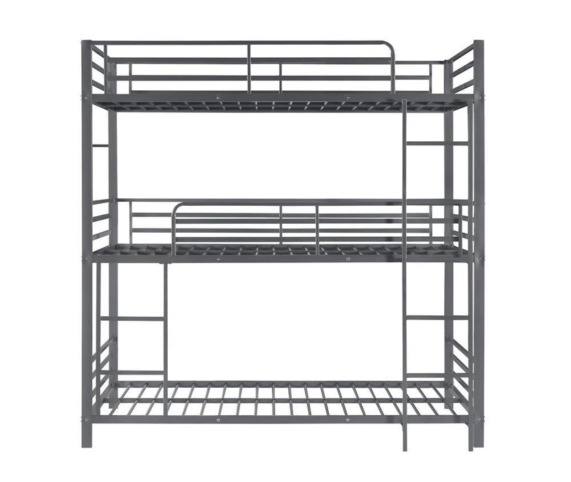 Maynard Metal Triple Twin Bunk Bed Gunmetal - Tony’s Furniture Store & Linen (GA) - Multi Location