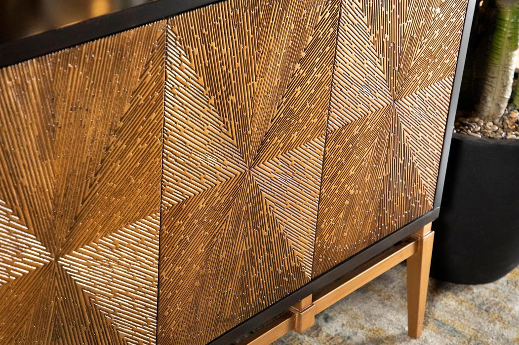 Zira Sunburst 4-door Accent Cabinet Brown and Antique Gold - Tony’s Furniture Store & Linen (GA) - Multi Location