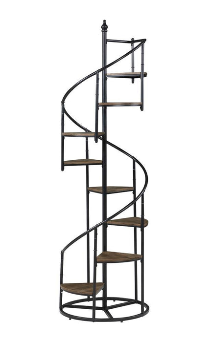 Roseglen 8-shelf Staircase Bookcase Rustic Brown and Black - Tony’s Furniture Store & Linen (GA) - Multi Location