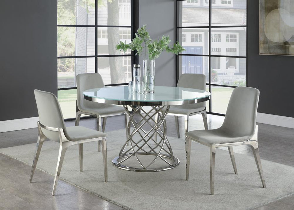Irene Upholstered Side Chairs Light Grey and Chrome (Set of 4) - Tony’s Furniture Store & Linen (GA) - Multi Location