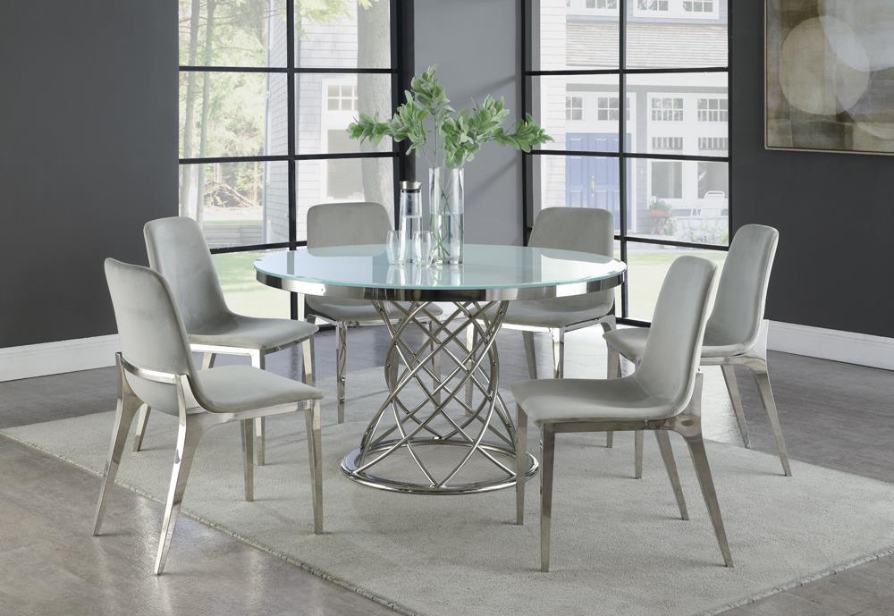 Irene Upholstered Side Chairs Light Grey and Chrome (Set of 4) - Tony’s Furniture Store & Linen (GA) - Multi Location