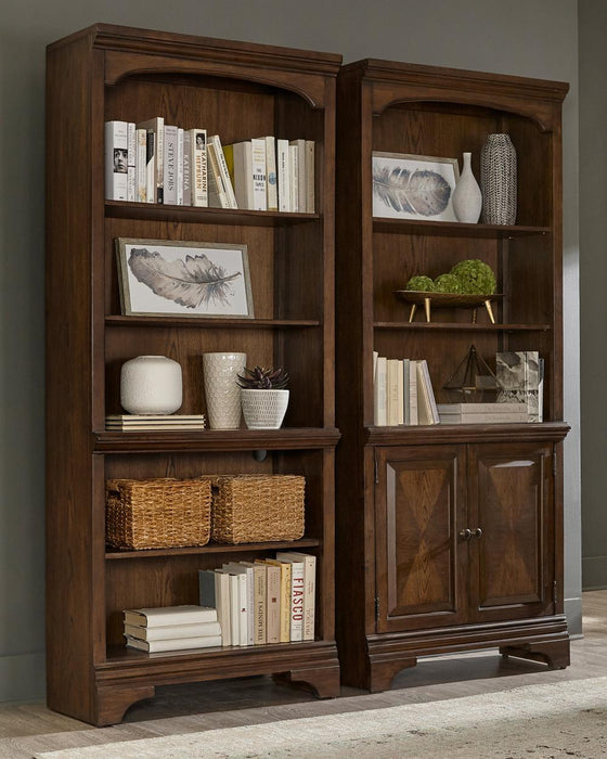 Hartshill Bookcase with Cabinet Burnished Oak - Tony’s Furniture Store & Linen (GA) - Multi Location