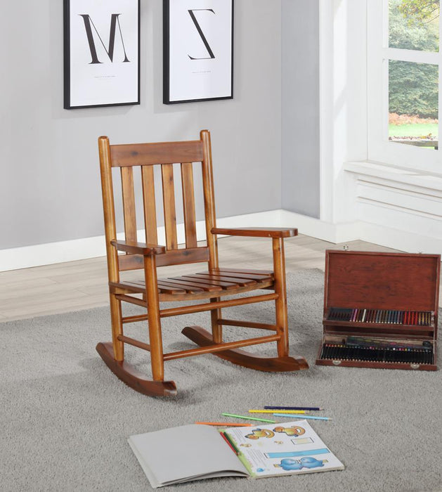 Annie Slat Back Youth Rocking Chair Golden Brown - Tony’s Furniture Store & Linen (GA) - Multi Location