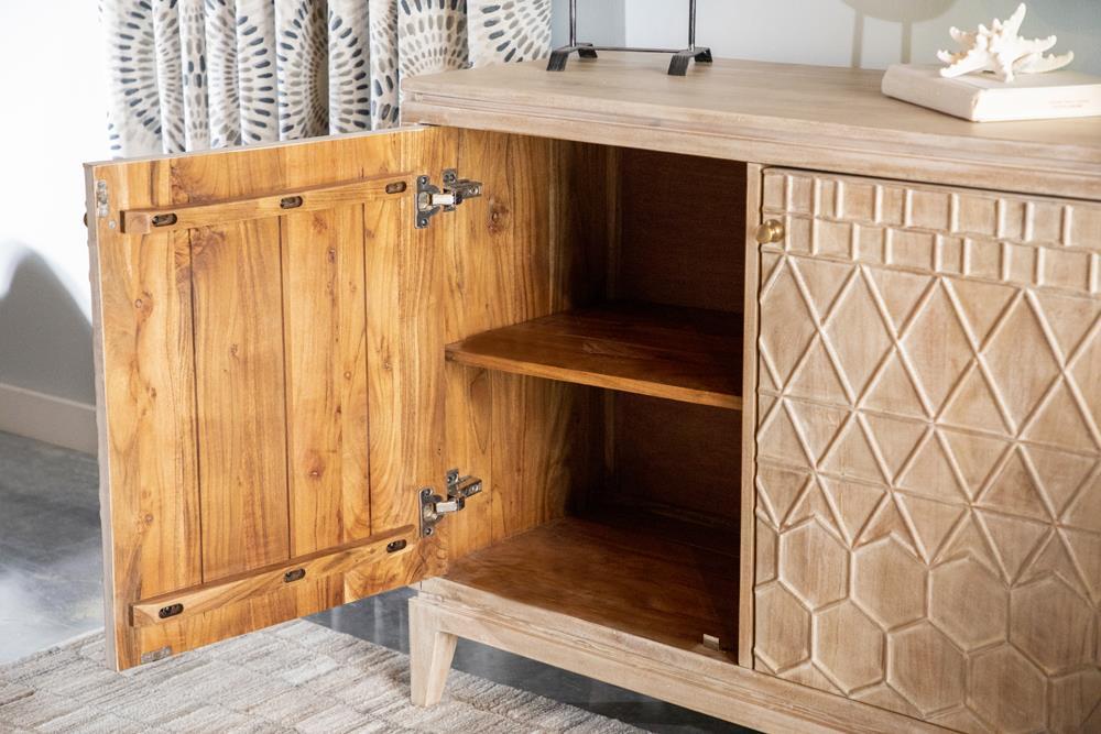 Eberto 2-door Geometric Accent Cabinet White Distressed - Tony’s Furniture Store & Linen (GA) - Multi Location