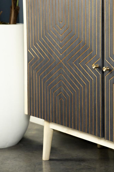 Ixora 2-door Accent Cabinet White Washed and Black - Tony’s Furniture Store & Linen (GA) - Multi Location