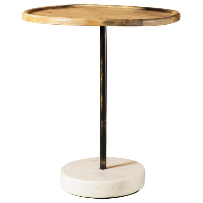 Ginevra Round Wooden Top Accent Table Natural and White - Tony’s Furniture Store & Linen (GA) - Multi Location
