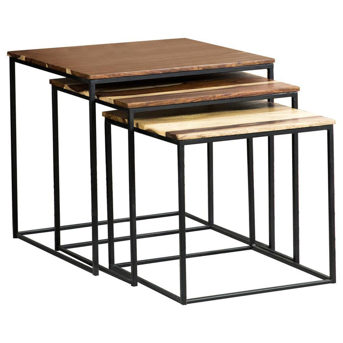Belcourt 3-piece Square Nesting Tables Natural and Black - Tony’s Furniture Store & Linen (GA) - Multi Location