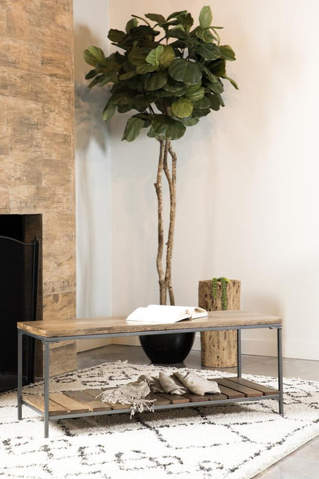 Gerbera Accent Bench with Slat Shelf Natural and Gunmetal - Tony’s Furniture Store & Linen (GA) - Multi Location