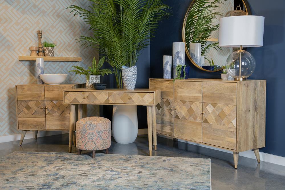Alyssum Checkered Pattern 3-door Accent Cabinet Natural - Tony’s Furniture Store & Linen (GA) - Multi Location