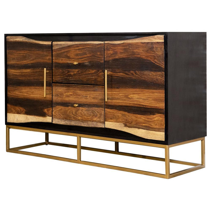 Zara 2-drawer Accent Cabinet Black Walnut and Gold - Tony’s Furniture Store & Linen (GA) - Multi Location