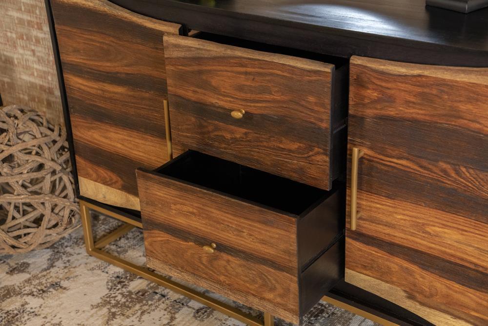 Zara 2-drawer Accent Cabinet Black Walnut and Gold - Tony’s Furniture Store & Linen (GA) - Multi Location