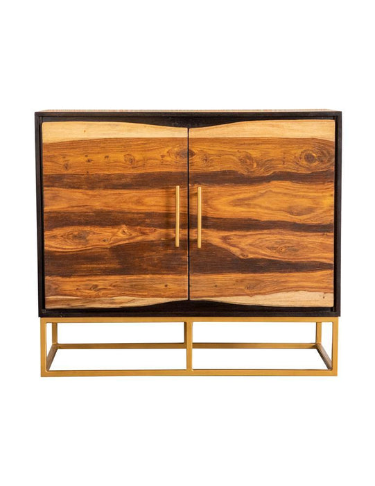 Zara 2-door Accent Cabinet Black Walnut and Gold - Tony’s Furniture Store & Linen (GA) - Multi Location