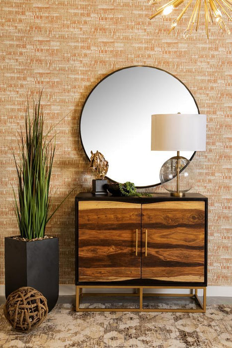 Zara 2-door Accent Cabinet Black Walnut and Gold - Tony’s Furniture Store & Linen (GA) - Multi Location