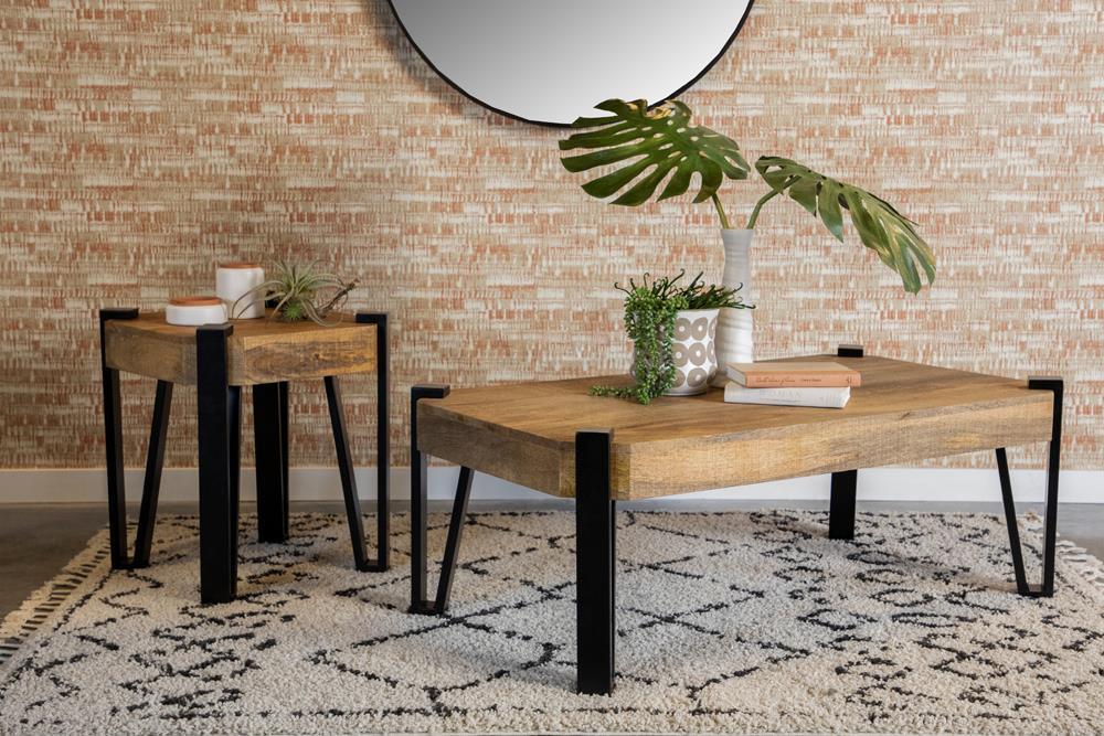 Winston Wooden Square Top End Table Natural and Matte Black - Tony’s Furniture Store & Linen (GA) - Multi Location