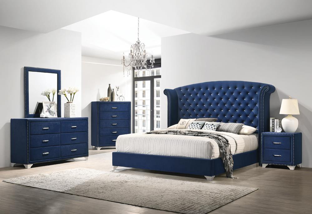 Melody Eastern King Wingback Upholstered Bed Pacific Blue - Tony’s Furniture Store & Linen (GA) - Multi Location