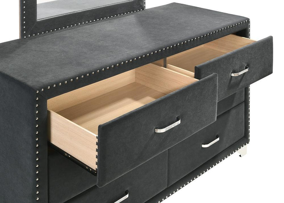 Melody 6-drawer Upholstered Dresser Grey - Tony’s Furniture Store & Linen (GA) - Multi Location