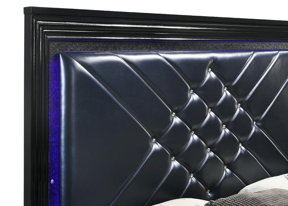 Penelope Queen Bed with LED Lighting Black and Midnight Star - Tony’s Furniture Store & Linen (GA) - Multi Location