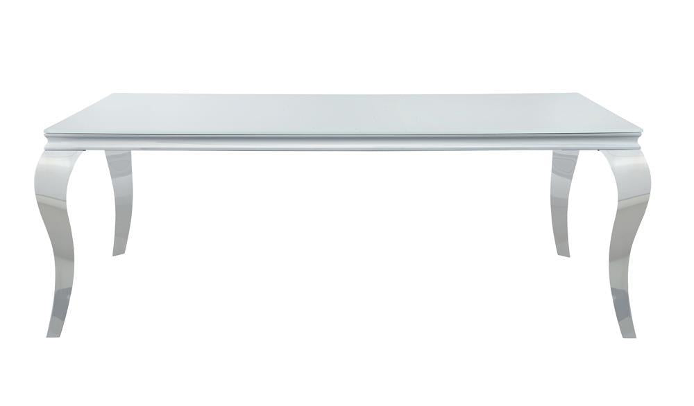Carone Rectangular Glass Top Dining Table White and Chrome - Tony’s Furniture Store & Linen (GA) - Multi Location
